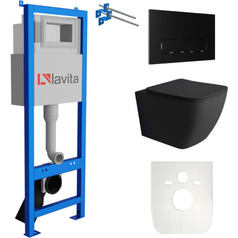 LAVITA WC Set mit Vorwandelement, Wand-WC und Spülknopf