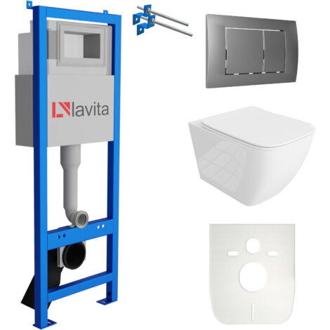 LAVITA WC Set mit Vorwandelement, Wand-WC und Spülknopf