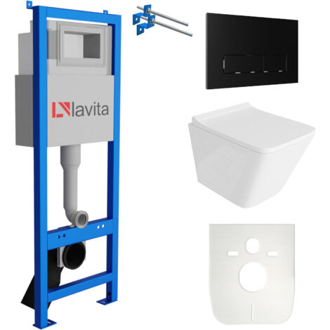LAVITA WC Set mit Vorwandelement, Wand-WC und Spülknopf