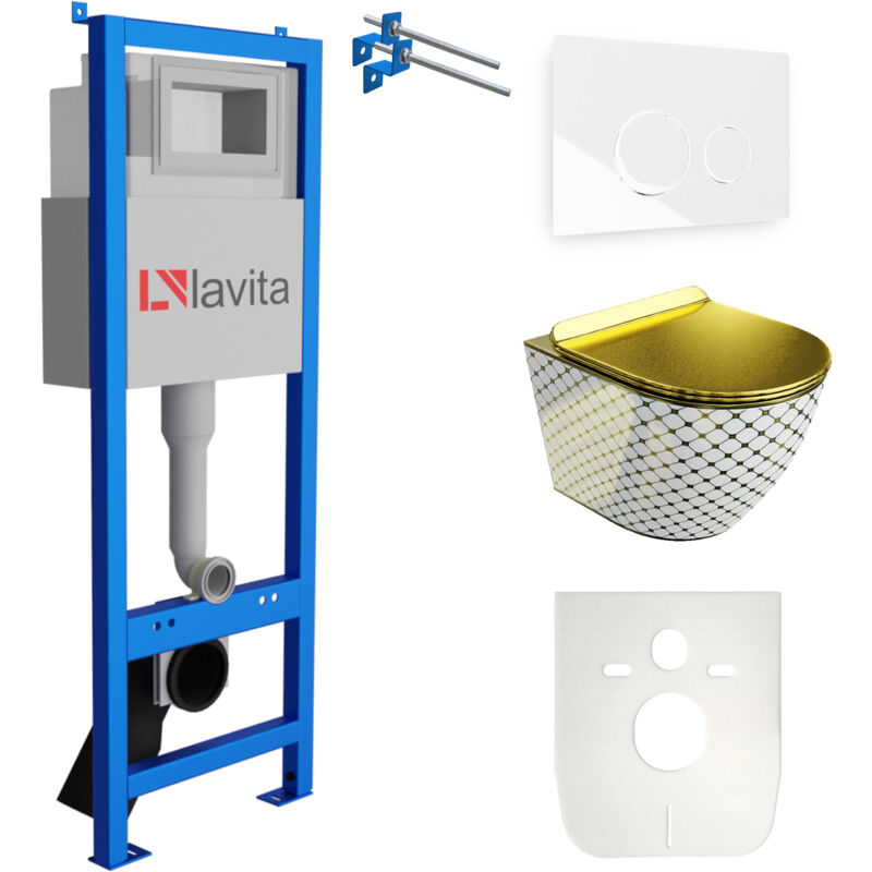 Lavita - Wc Set Mit Vorwandelement, Wand-wc Und Spülknopf