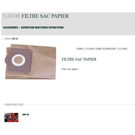 Lavor - 5 Filtri carta aspirapolvere 25X55X 12cm con valvola D.68 (per iniettore estrattore)