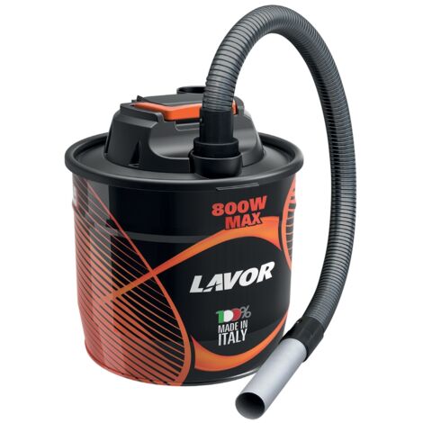 Lavor – Aspirateur à cendre 800W – Capacité 18 litres – Moteur silencieux – Filtre en tissu et tube d'aspiration en acier