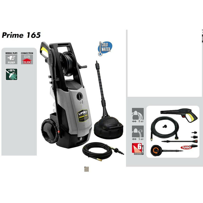 

Lavor - Limpiadora de alta presión Pro 165 Bars 2500W 510L/h + Enrollador - PRIME 165