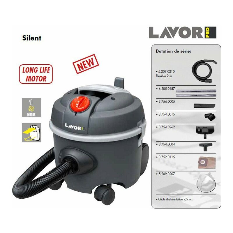 

Lavor Pro - Aspirador de polvo 800W 12L 44l/s -SILENT