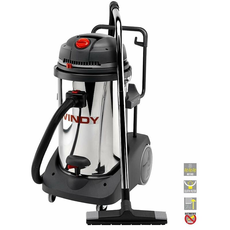 Lavor Pro - Aspirateur eau et poussières 3 moteurs en inox 3600W 78L 195l/s - WINDY 378 IR
