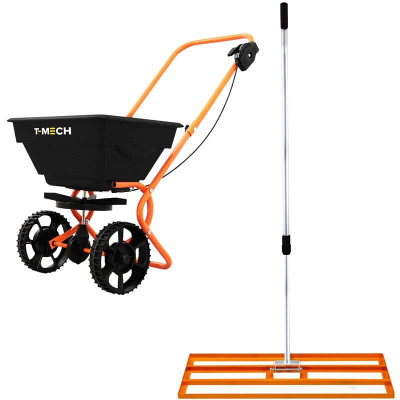 Monster Shop Rotary Spreader & 100cm Lawn Leveller - Orange