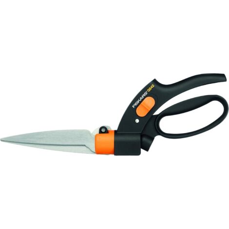 Lawn Shears, Rotary Blades, Servo-System Anti-Jam Mechanism, Length: 34, 4 cm, Steel Blades/Plastic Handles, Black/Orange,