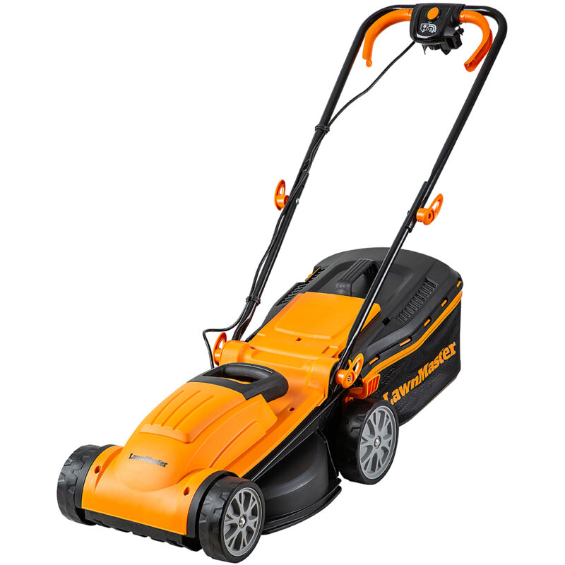 MEB1434M Tondeuse et tracteurs 1400W 34cm, 6 Hauteurs Réglable 20-70mm, 32L Bac de Ramassage 2 Ans de Garantie - Lawnmaster