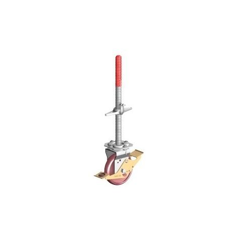 Layher – Galet réglable 700kg pour échafaudage – Roue diamètre 200mm – Longueur tige 0m60 – Hauteur variable 0m30 à 0m60 – Galvanisation à chaud 80 microns