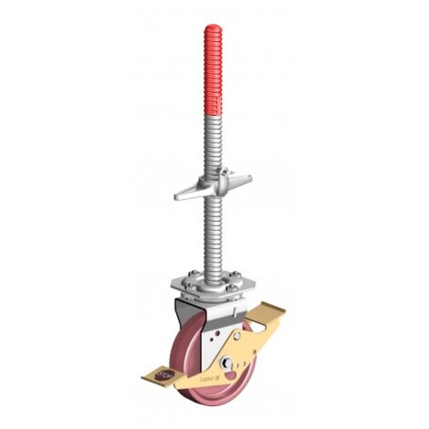 Layher – Galet réglable pour échafaudage – Charge 1000 kg – Hauteur ajustable 0,30 m à 0,60 m – Galvanisé pour protection durable