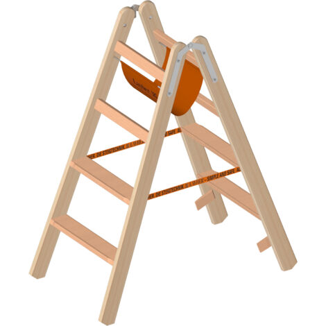 Layher Holzstehleiter mit Stufen 1020 2 x 4 Sprossen