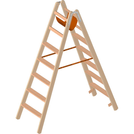 Layher Holzstehleiter mit Stufen 1020 2 x 7 Sprossen