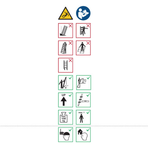 Layher Piktogrammetiketten für Holzanlegeleitern 1029, 1052 10er-Pack