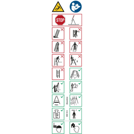 Layher Piktogrammetiketten für Multifunktionsleitern 1040, 1056, 1057, 1058 10er-Pack