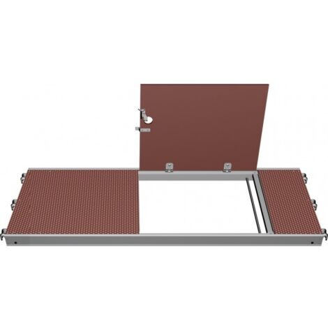 Layher – Plancher à trappe décalée sans échelle – Aluminium et contreplaqué bois – Largeur 0,61 m – Pour échafaudages multidirectionnels