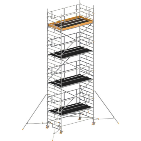 Layher Rollgerüst Uni Breit P2 Safety Plus mit Doppelgeländer und ausziehbaren Gerüststützen 9,20m AH