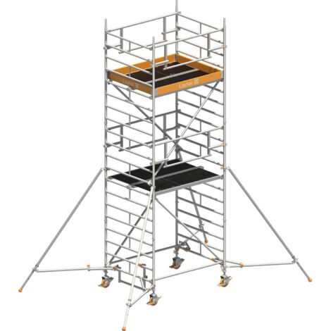 Layher Rollgerüst Uni Kompakt P2 Safety Plus mit Doppelgeländer und ausziehbaren Gerüststützen 6,20m AH