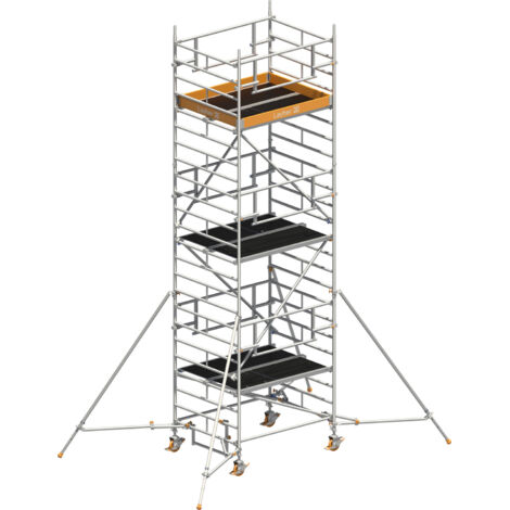 Layher Rollgerüst Uni Kompakt P2 Safety Plus mit Doppelgeländer und ausziehbaren Gerüststützen 7,20m AH