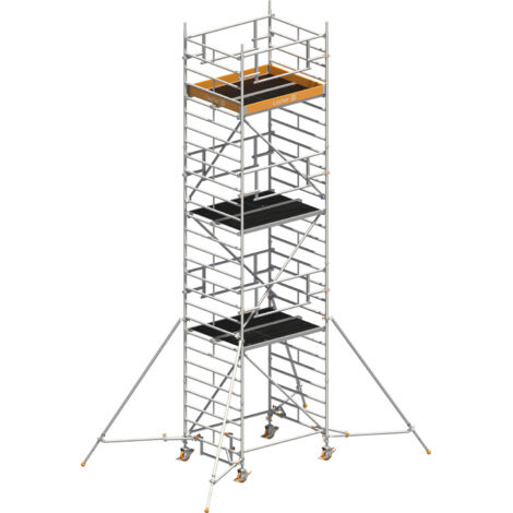 Layher Rollgerüst Uni Kompakt P2 Safety Plus mit Doppelgeländer und ausziehbaren Gerüststützen 8,20m AH