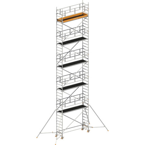 Layher Rollgerüst Uni Standard P2 Safety Plus mit Doppelgeländer und Gerüststützen 12,20m AH
