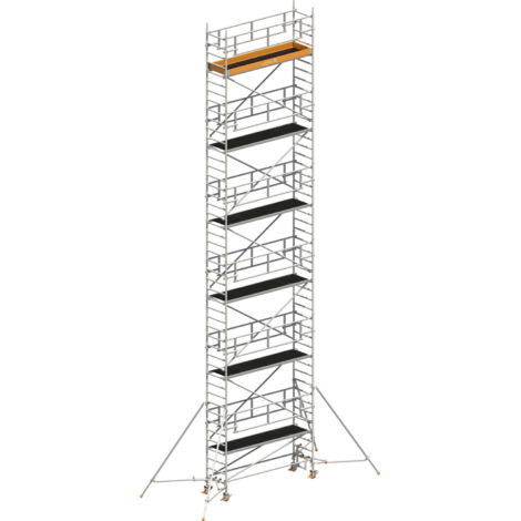 Layher Rollgerüst Uni Standard P2 Safety Plus mit Doppelgeländer und Gerüststützen 13,20m AH