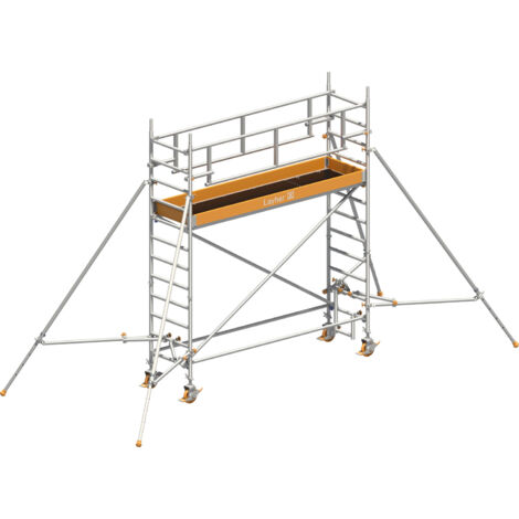Layher Rollgerüst Uni Standard P2 Safety Plus mit Doppelgeländer und Gerüststützen 4,20m AH