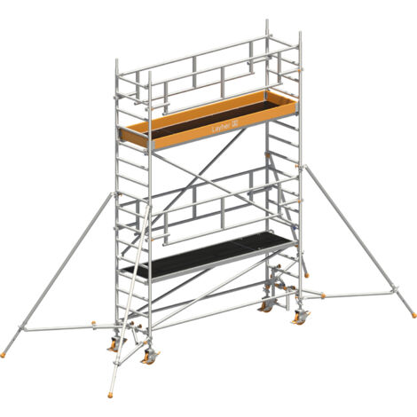 Layher Rollgerüst Uni Standard P2 Safety Plus mit Doppelgeländer und Gerüststützen 5,20m AH