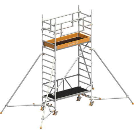 Layher Rollgerüst ZIFA P2 Safety Plus mit Doppelgeländer und ausziehbaren Gerüststützen 4,61m AH