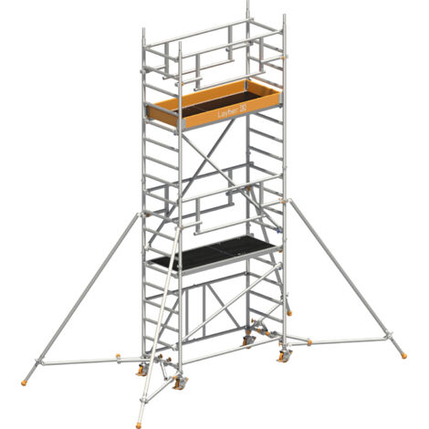 Layher Rollgerüst ZIFA P2 Safety Plus mit Doppelgeländer und ausziehbaren Gerüststützen 5,61m AH