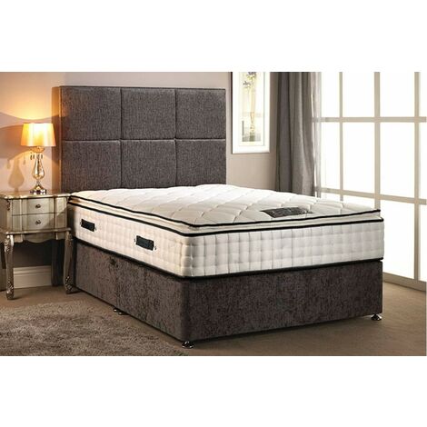 Layla Quilted Pillow Top Charcoal Divan bed With 2 Drawer Same Side And No Headboard