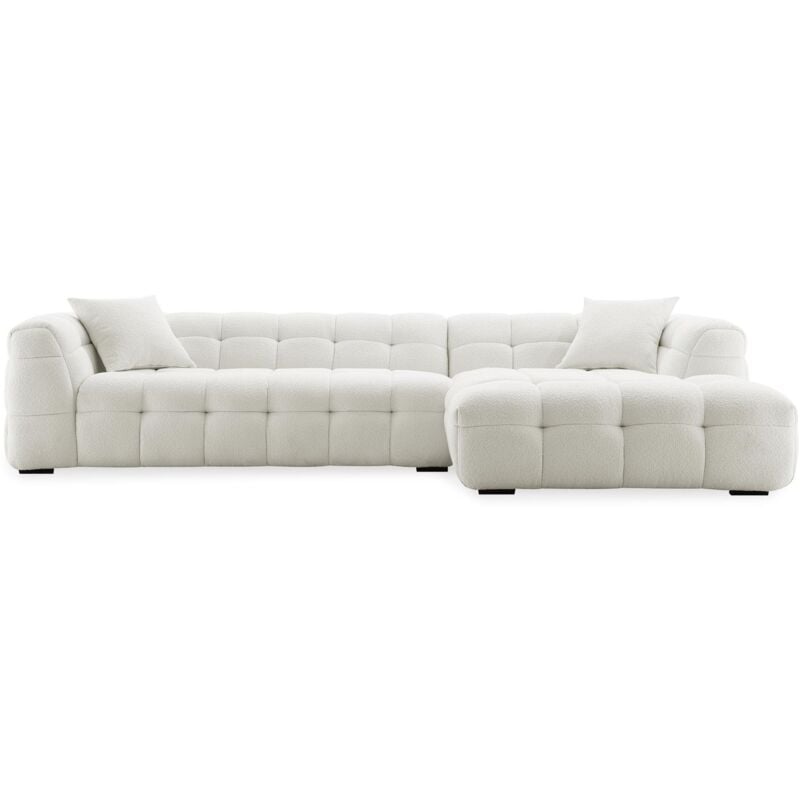 Mobilier Deco - layna - Canapé d'angle effet peau de mouton blanc écru - Angle droit