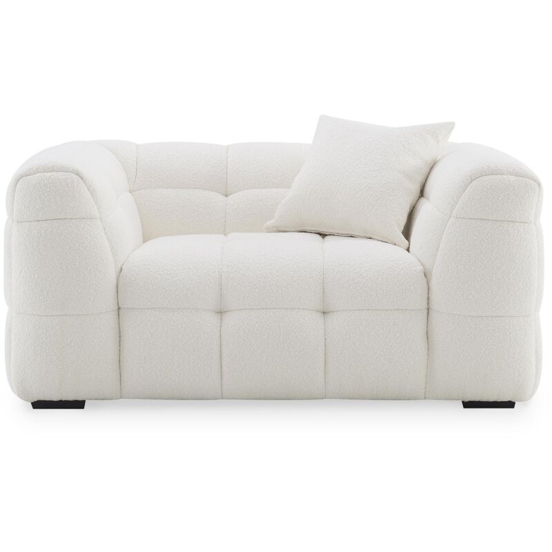 LAYNA - Fauteuil effet peau de mouton blanc écru