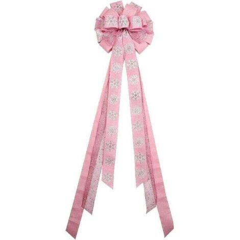 Lazos con forma de copo de nieve para árboles de Navidad, 33 x 113 cm, lazos de arpillera, decoraciones para fiestas navideñas para uso interior y exterior, cena navideña, chimenea
