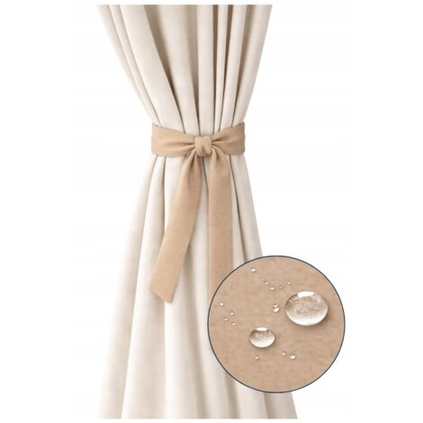 Lazos impermeables para cortinas de 150×8 cm, color beige.