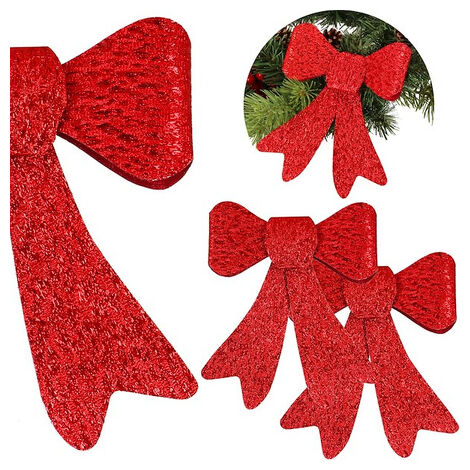 Lazos para el árbol de Navidad, 2 unidades, adornos navideños rojos.