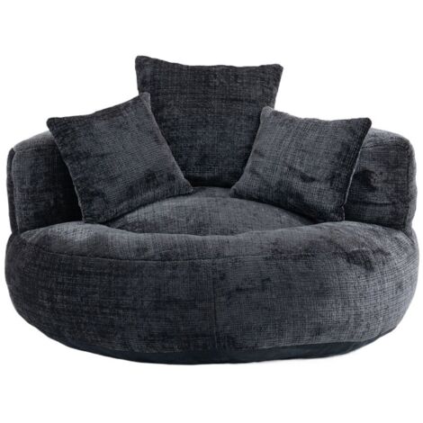 Lazy Sofa Durable Komfort Lounger hohen Rücken Sitzsack Stuhl Couch mit drei Kissen für Erwachsene und Kinder, Indoor & Outdoor, Single Gaming Sofa Stuhl für Schlafzimmer, Büro (Black Chenille)