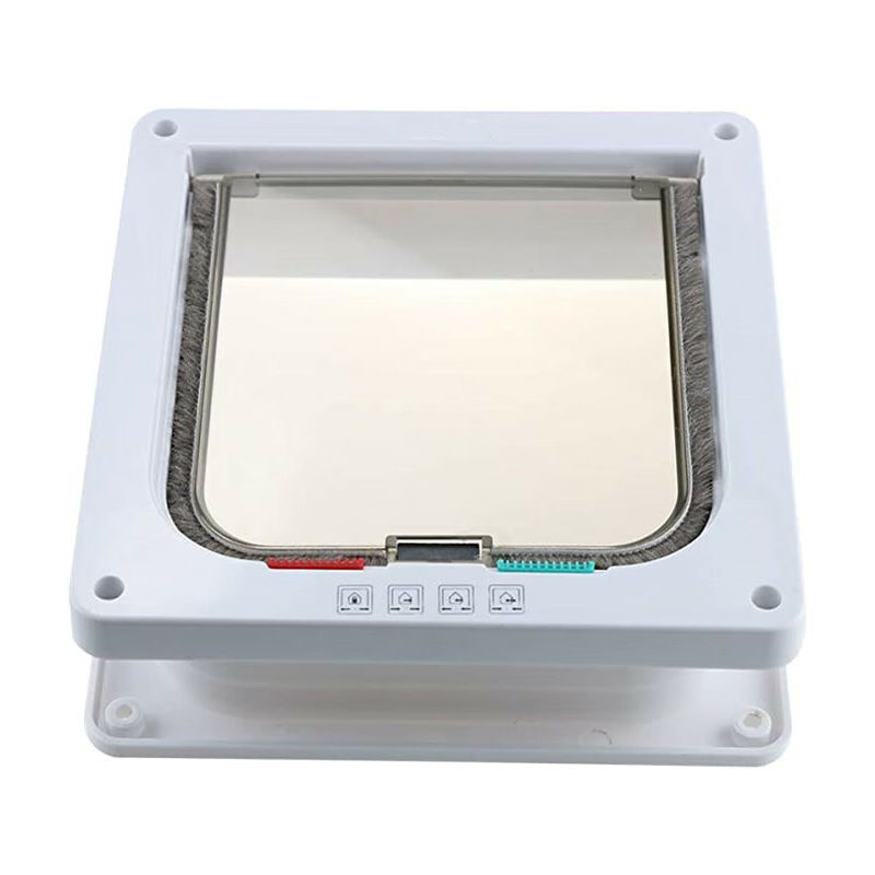 L,Blanc)Chatière pour Chat, Chatière Verrouillable à 4 Voies pour Chat, Petit Chien, Facile à Installer et à Utiliser