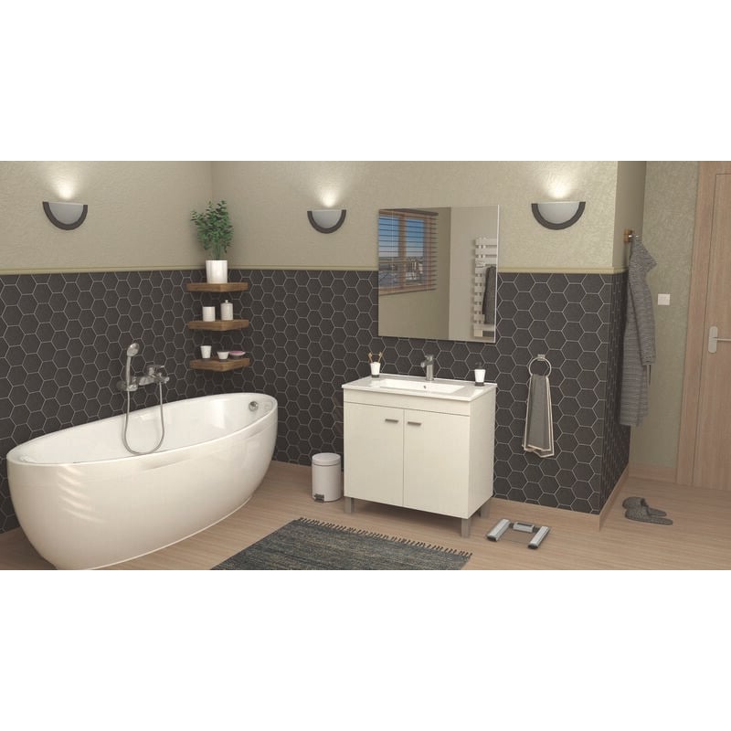 Ondee - Meuble à poser helgo - 80cm - Blanc - Mélaminé - Livré en kit