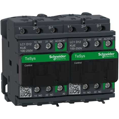Lc2d12kue Schneider - Contacteur Inverseur Tripolaire - 3no - 12a - Bobine 100-250vca - Vis