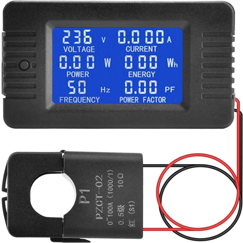 Beijiyi - lcd Ampèremètre Numérique Voltmètre ac 80-260V 100A, Compteur De Puissance 6-en-1 Panneau De Compteur D'électricité Domestique, ouvert
