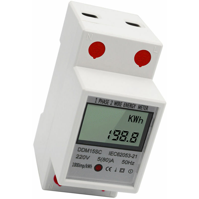 Lcd Digital Display Single Phase DIN-Rail Energy Meter 5-80A 220V 50Hz Electronic KWh Meter Power Consumption Monitor