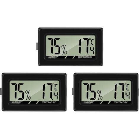 LCD Digital Mini Thermomètre Hygromètre Température Humidité Testeur Thermomètre Portable Thermo Hygromètre Indicateur pour Bureau Cuisine Humidors Couvoirs Reptiles (Lot de 3)