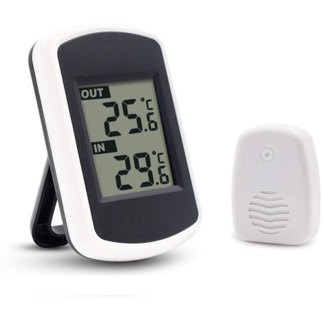 LCD Digital Thermomètre sans fil pour intérieur ou extérieur， mini capteur de température ambiante, petit précise testeur de météo dans la maison chambre et bureau, blanc,OUYLAF