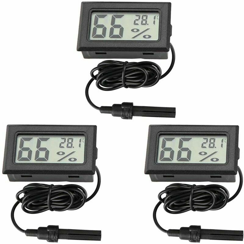 Lcd Digital Tuner Built-in Thermometer Hygrometer with External Probe for Hatchery Aquarium Poultry Reptile Black