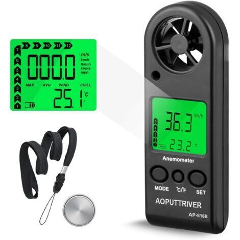 LCD Digital Wind Speed Meter with Backlight for Windsurfing, Sailing, Fishing etc