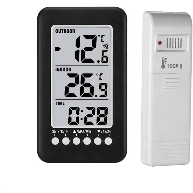 LCD ℃ / ℉ numérique sans fil intérieur / extérieur thermomètre avec émetteur thermomètre d'horloge