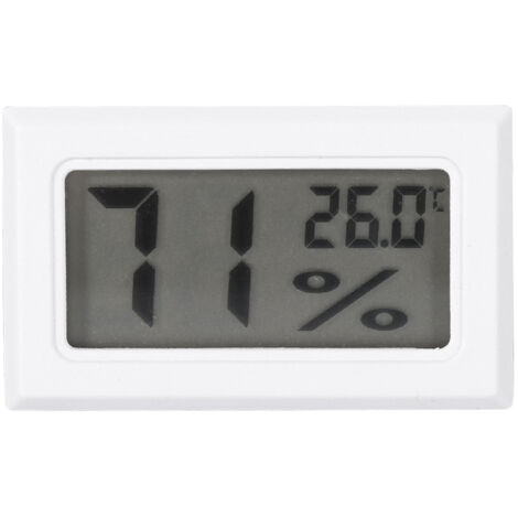 LCD-Thermometer mit Hygrometer für den Innenbereich – Feuchtigkeitsregulierung für Zuhause, Büro, Gewächshaus (Weiß)