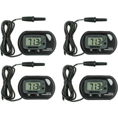LCD Thermomètres Aquarium, 4 Pièces Thermomètre Digital Numérique avec Sonde Étanche pour Aquarium, Terrarium et Vivarium