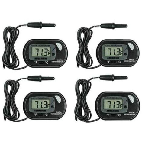 LCD Thermomètres Aquarium, 4 Pièces Thermomètre Digital Numérique avec Sonde Étanche pour Aquarium, Terrarium et Vivarium