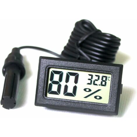 LCD Tuner Numérique Intégré Thermomètre Hygromètre avec Sonde Externe pour Couveuse Aquarium Volaille Reptile Noir